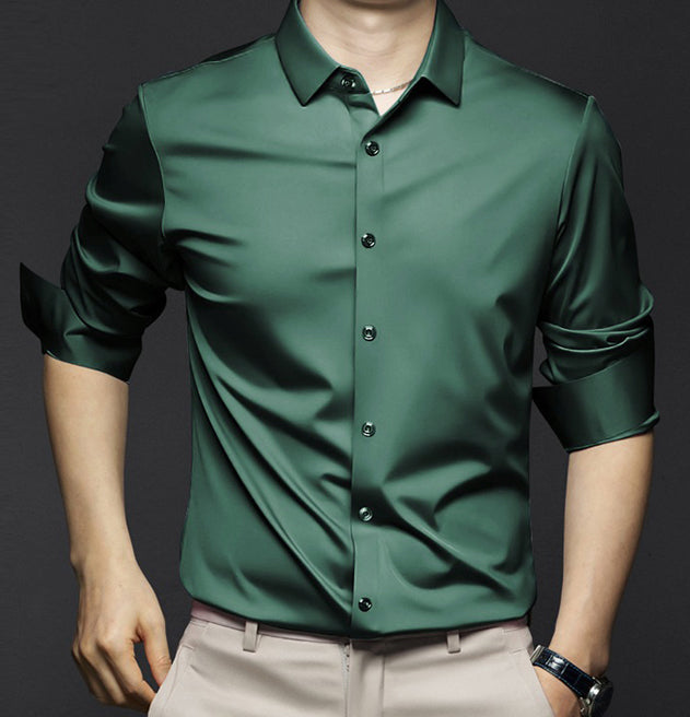 Ryan - Men's White Dress Shirt in Crease-Resistant Fabric-5