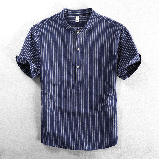 Alonzo – Men's Polo Shirt with Buttoned Collar and Striped Design-1