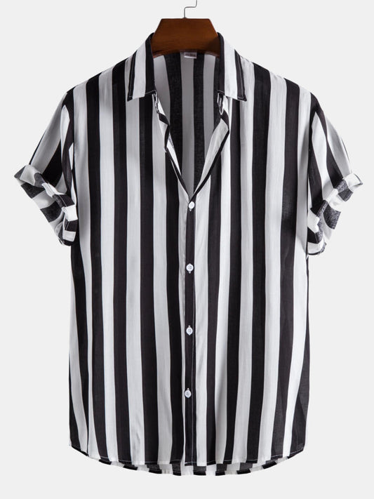 Elara – Men’s Dress Shirt with Wide Stripe Design, Relaxed Fit, Lightweight and Breathable Fabric-1