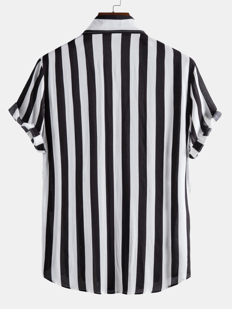 Elara – Men’s Dress Shirt with Wide Stripe Design, Relaxed Fit, Lightweight and Breathable Fabric-2
