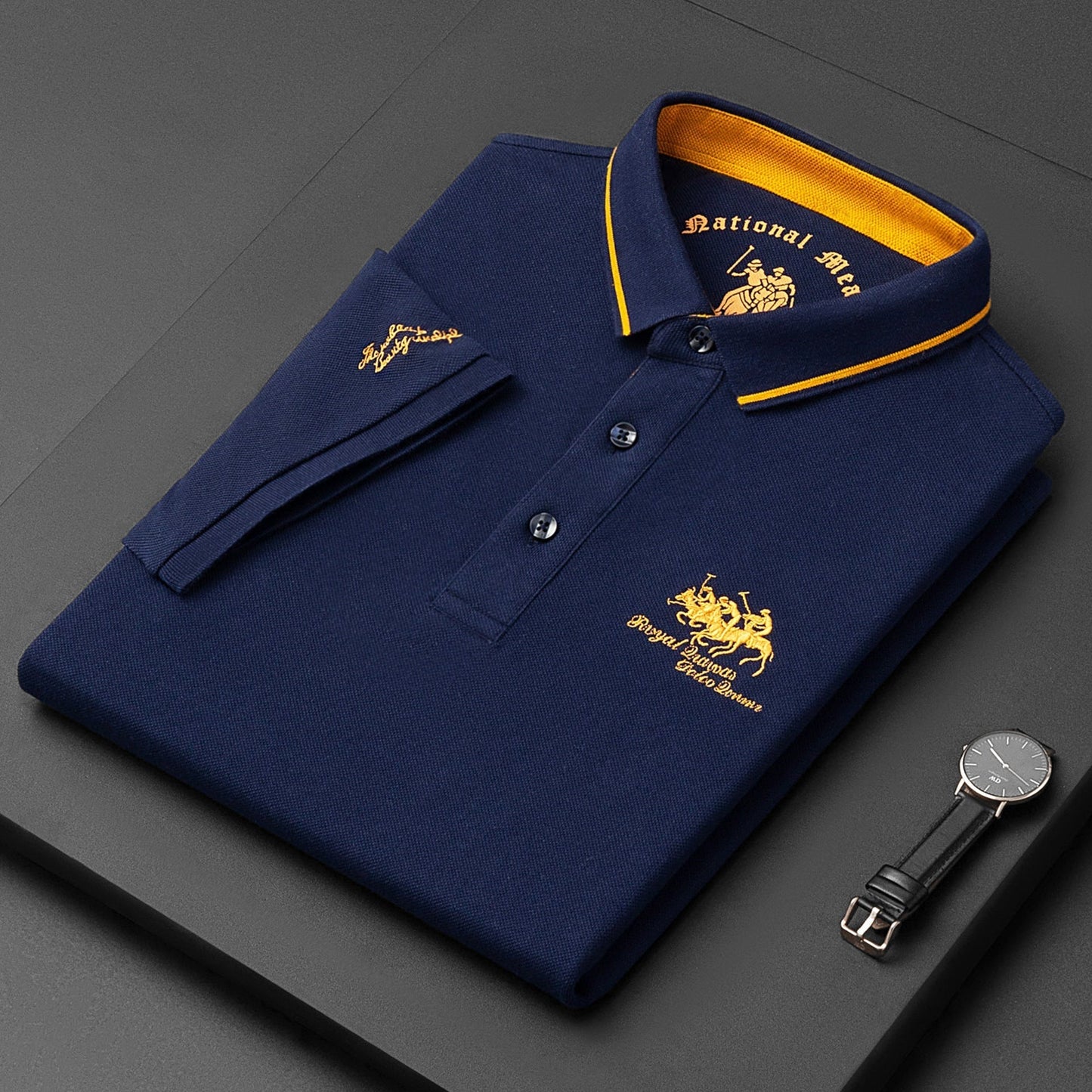 Marvin - Men's Long Sleeve Polo Shirt in Breathable Fabric-3