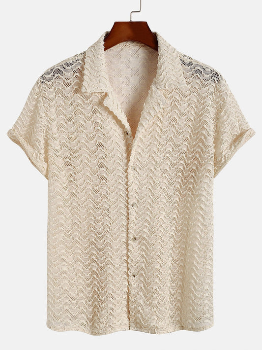 Elara – Men's Textured Cuban Shirt with Relaxed Fit for Casual Style-1