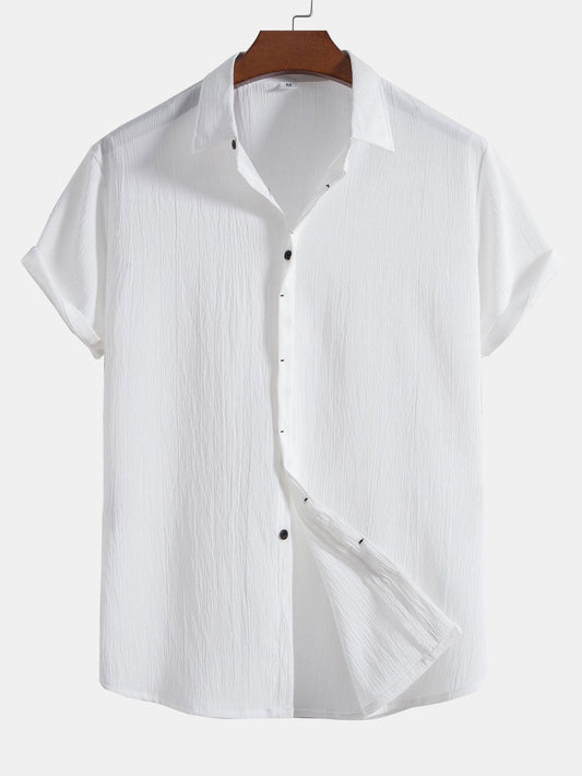 Elara – Men's Dress Shirt Slim Fit with Concealed Buttons and Textured Finish-1