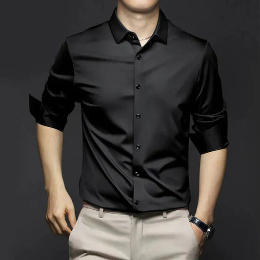 Ryan - Men's White Dress Shirt in Crease-Resistant Fabric-1