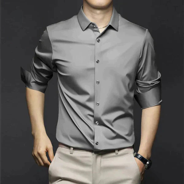 Ryan - Men's White Dress Shirt in Crease-Resistant Fabric-3