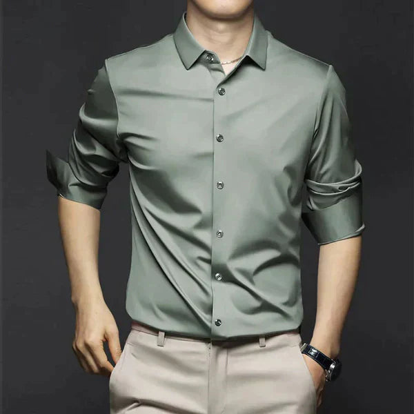Ryan - Men's White Dress Shirt in Crease-Resistant Fabric-6