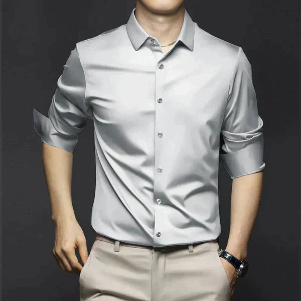 Ryan - Men's White Dress Shirt in Crease-Resistant Fabric-4