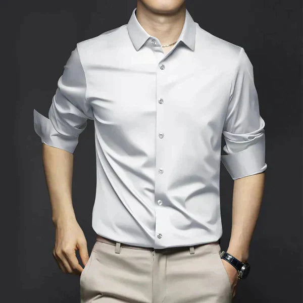 Ryan - Men's White Dress Shirt in Crease-Resistant Fabric-2